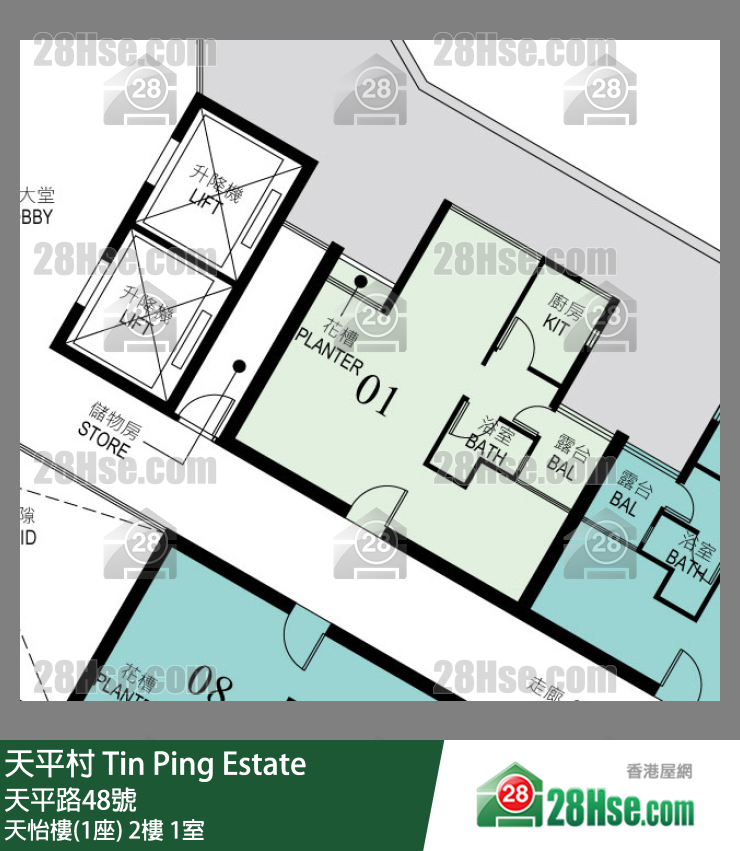 天平村 天怡樓(1座)2樓 1室 平面圖