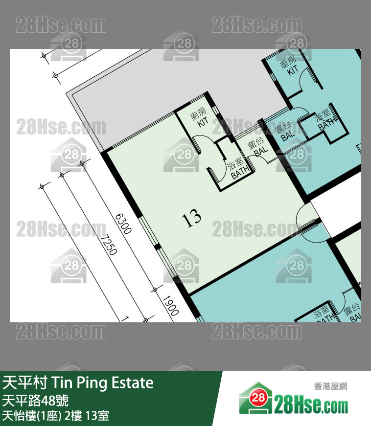 天平村 天怡樓(1座)2樓 13室 平面圖