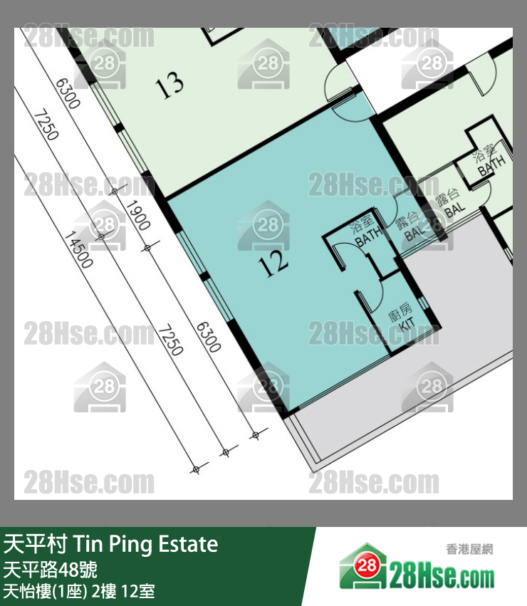 天平村 天怡樓(1座)2樓 12室 平面圖