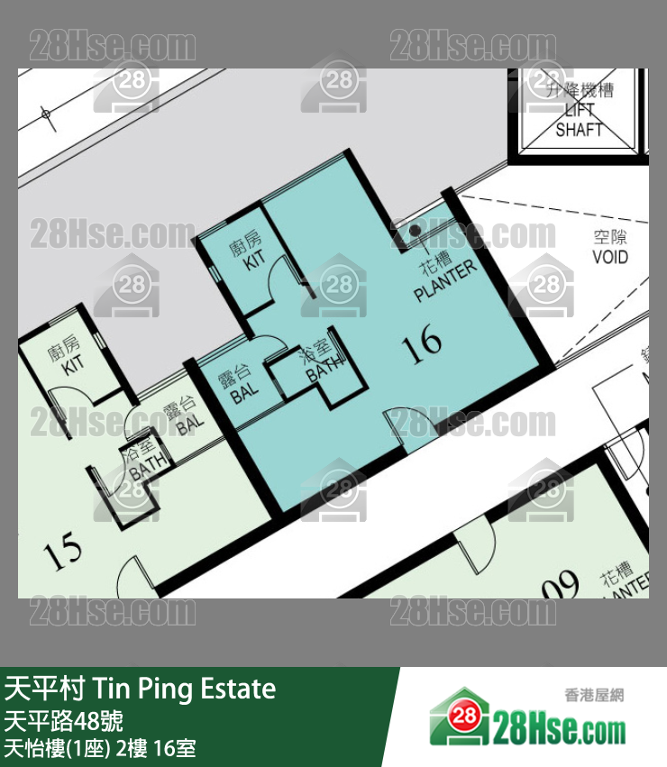 天平村 天怡樓(1座)2樓 16室 平面圖