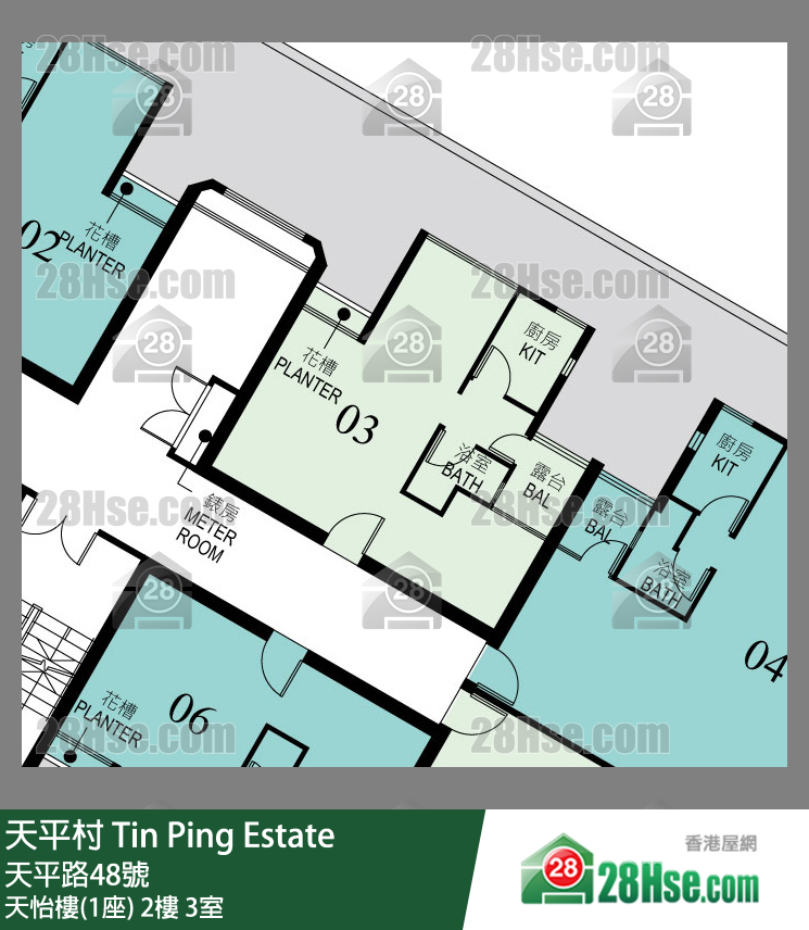 天平村 天怡樓(1座)2樓 3室 平面圖