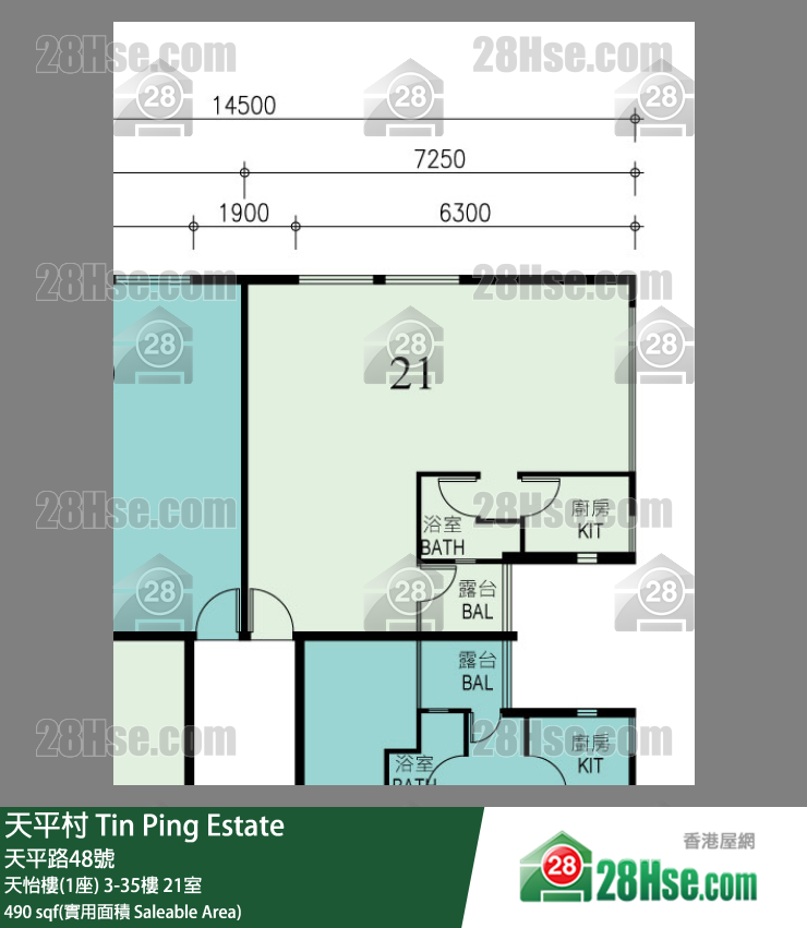 天平村 天怡樓(1座)19樓 21室 平面圖