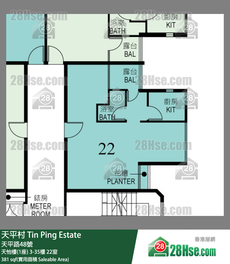 天平村 天怡樓(1座)16樓 22室 平面圖