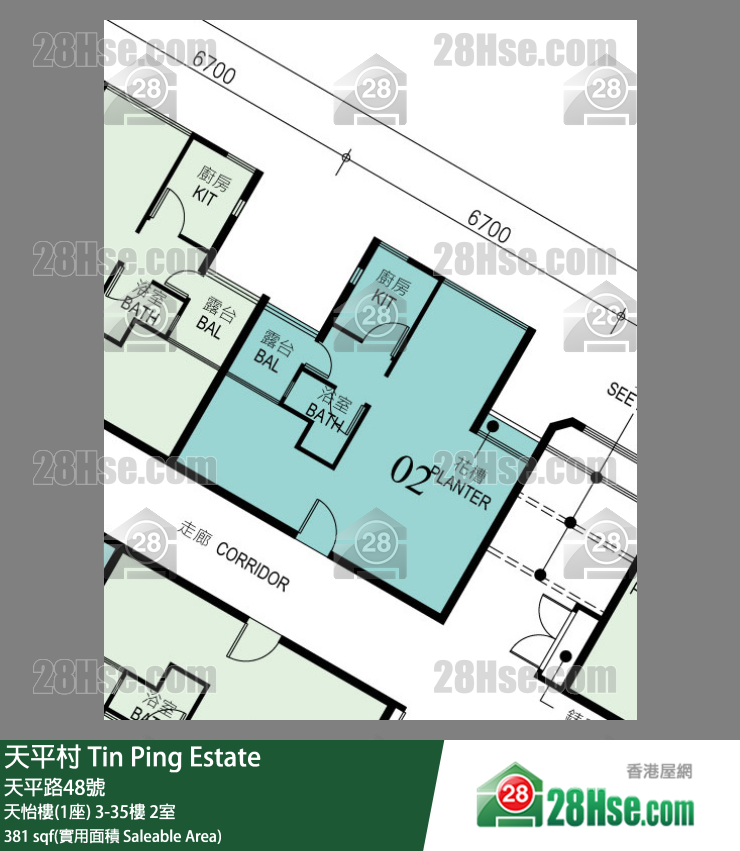 天平村 天怡樓(1座)19樓 2室 平面圖