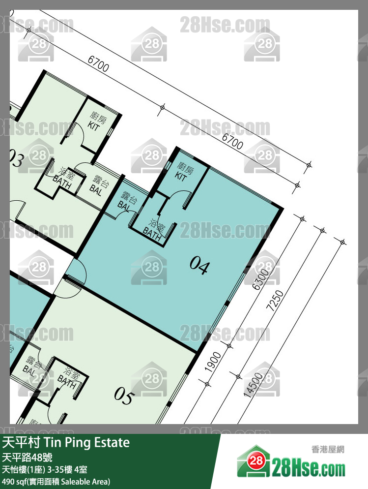 天平村 天怡樓(1座)35樓 4室 平面圖