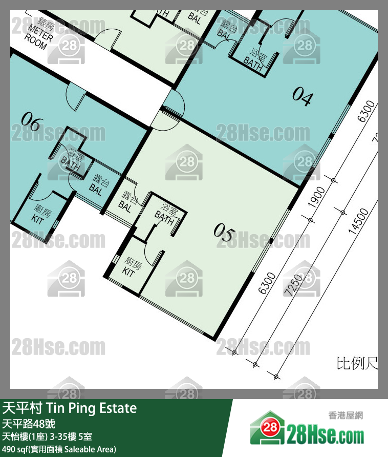天平村 天怡樓(1座)7樓 5室 平面圖