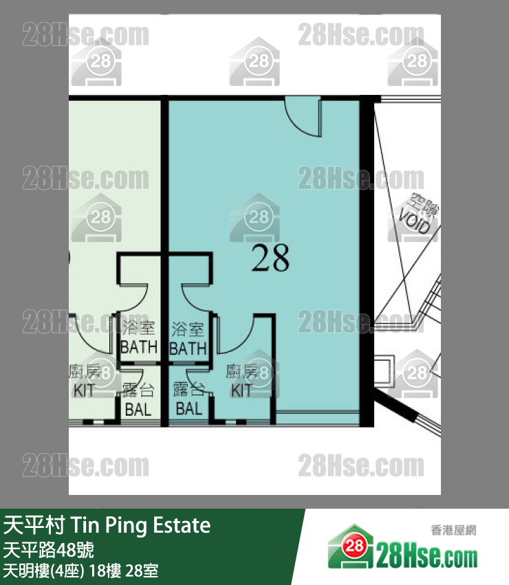 天平村 天明樓(4座)18樓 28室 平面圖
