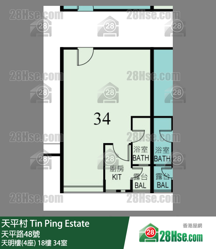天平村 天明樓(4座)18樓 34室 平面圖