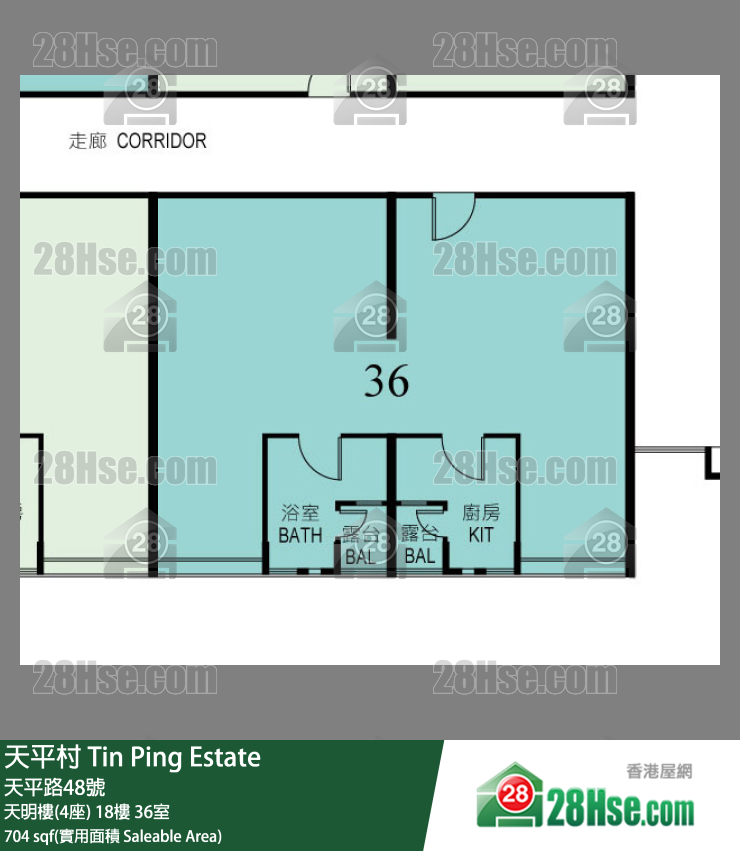 天平村 天明樓(4座) 18樓 36室 平面圖