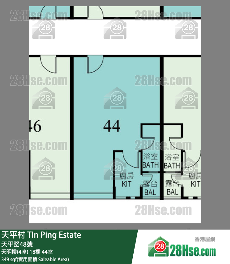 天平村 天明樓(4座) 18樓 44室 平面圖