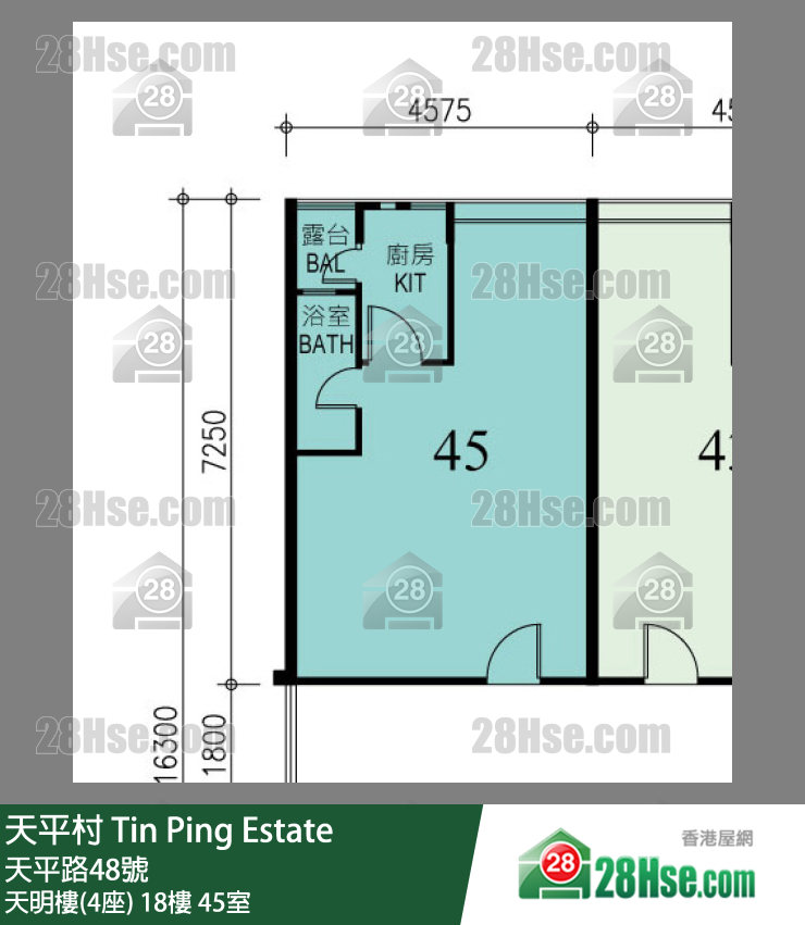 天平村 天明樓(4座)18樓 45室 平面圖