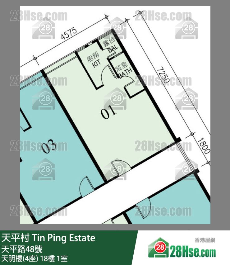 天平村 天明樓(4座)18樓 1室 平面圖