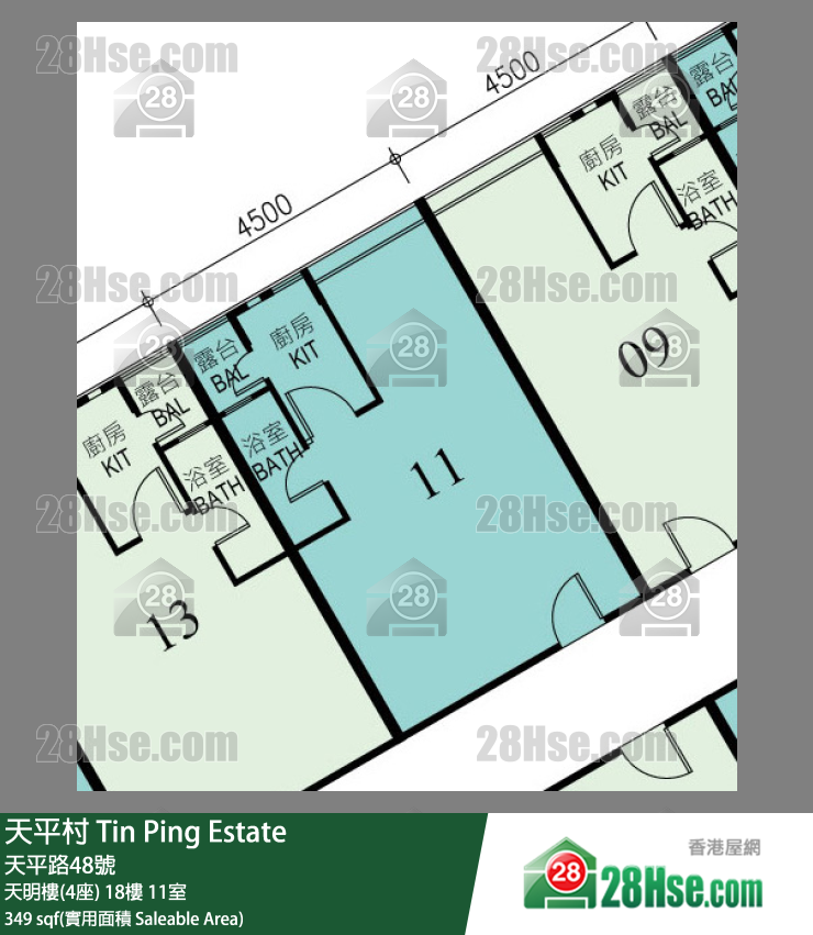 天平村 天明樓(4座) 18樓 11室 平面圖