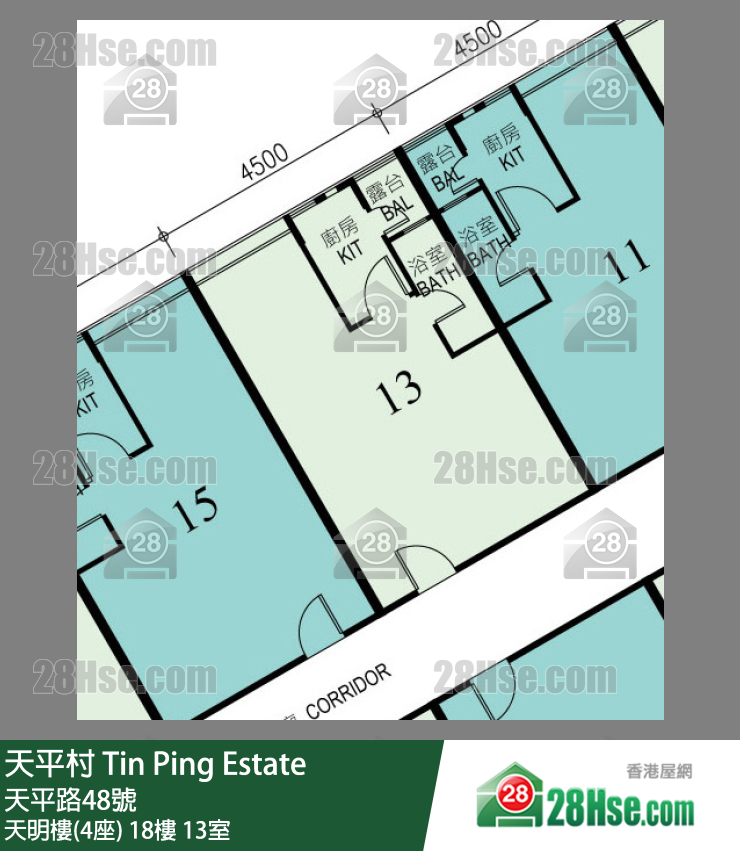 天平村 天明樓(4座)18樓 13室 平面圖