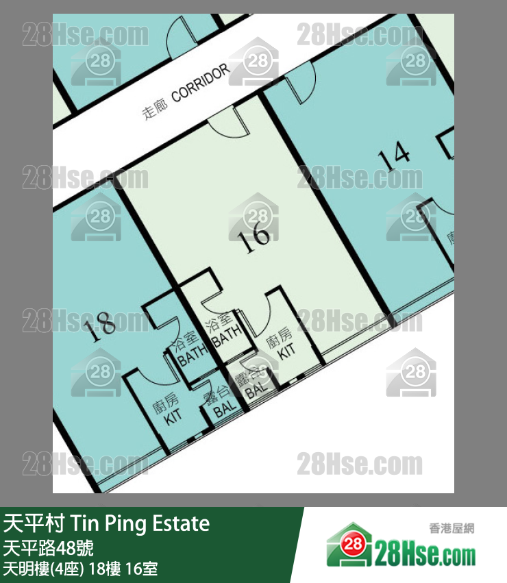天平村 天明樓(4座)18樓 16室 平面圖