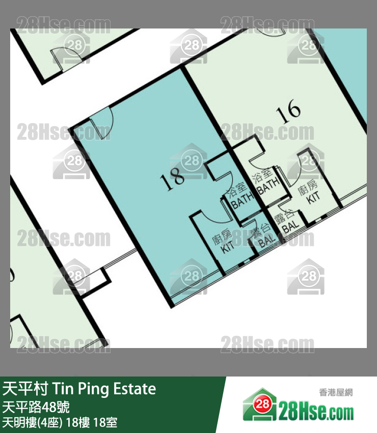天平村 天明樓(4座)18樓 18室 平面圖