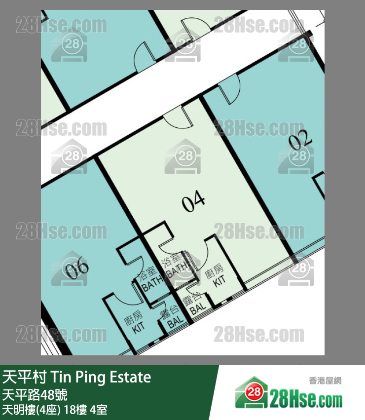 天平村 天明楼(4座) 18楼 4室 平面图
