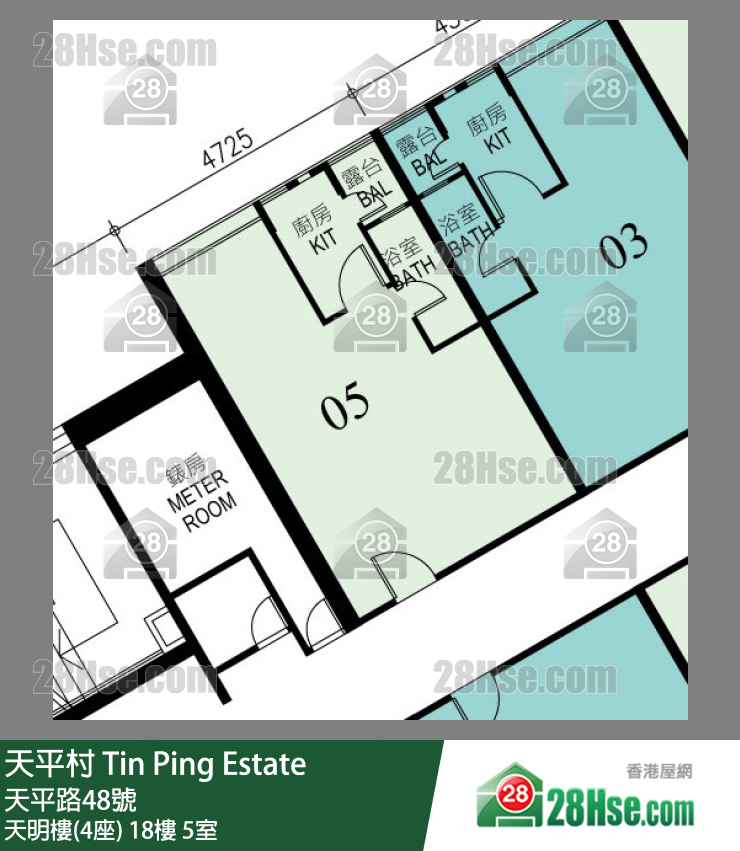 天平村 天明樓(4座) 18樓 5室 平面圖