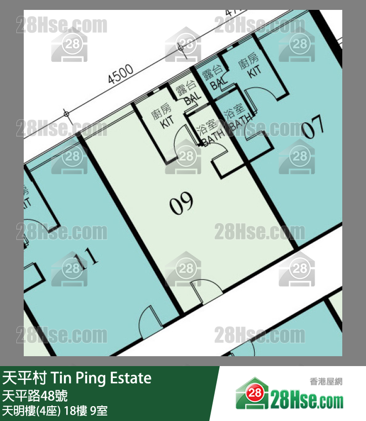 天平村 天明樓(4座)18樓 9室 平面圖
