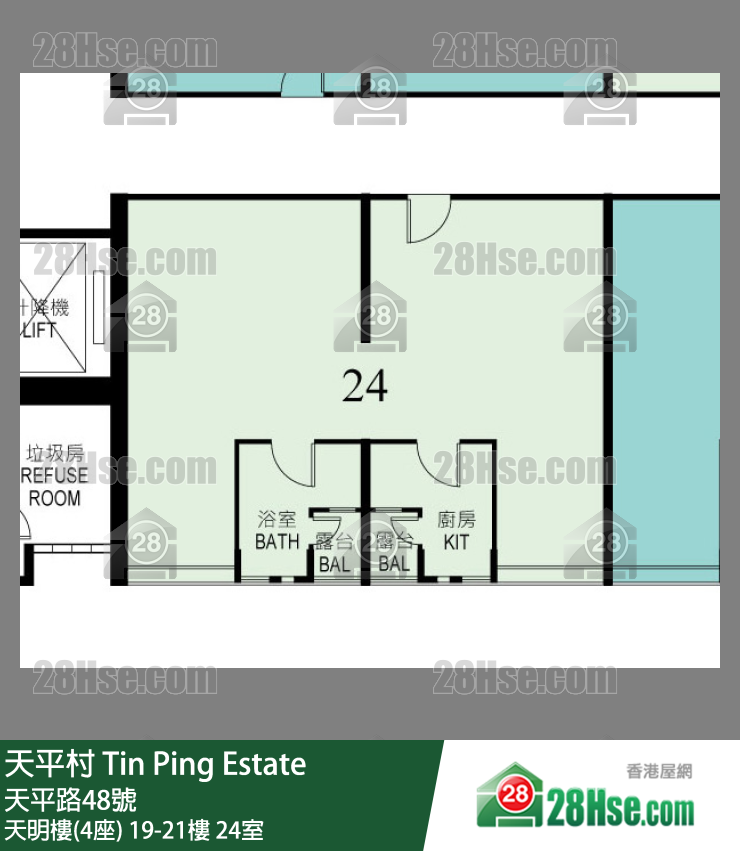 天平村 天明樓(4座)20樓 24室 平面圖