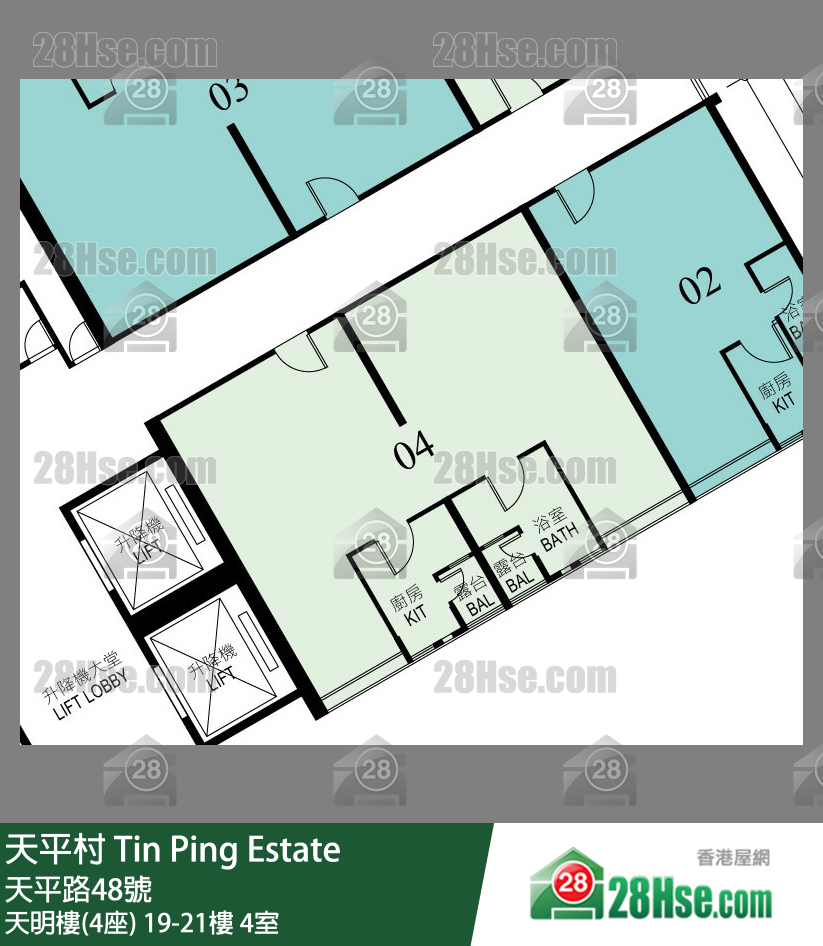 天平村 天明樓(4座)20樓 4室 平面圖