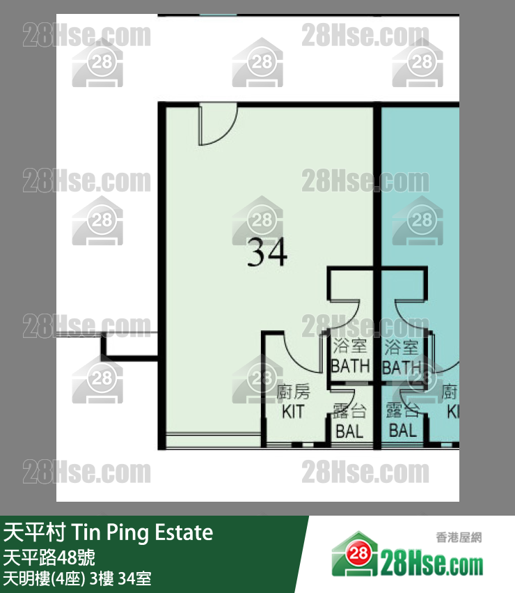 天平村 天明樓(4座) 3樓 34室 平面圖