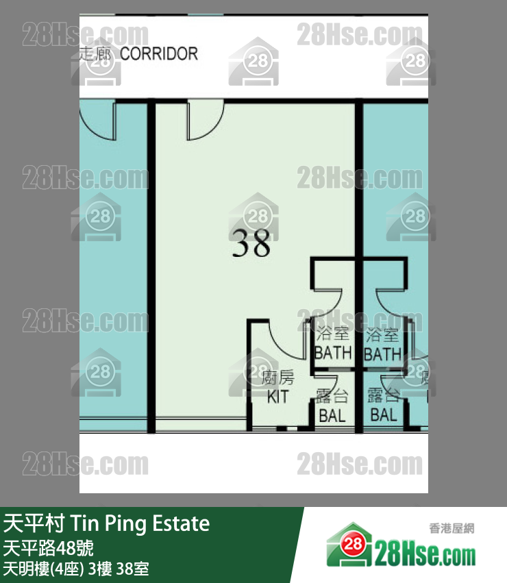 天平村 天明楼(4座)3楼 38室 平面图