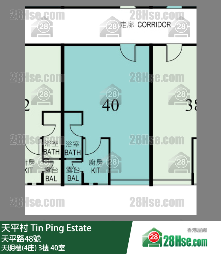 天平村 天明樓(4座)3樓 40室 平面圖