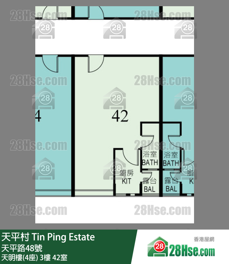 天平村 天明樓(4座) 3樓 42室 平面圖