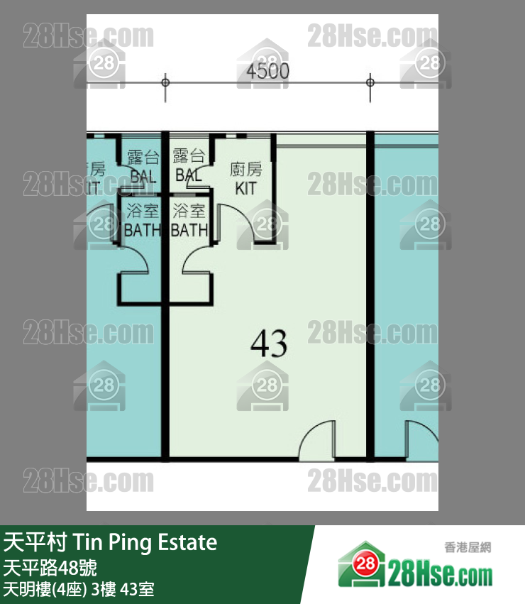 天平村 天明樓(4座)3樓 43室 平面圖