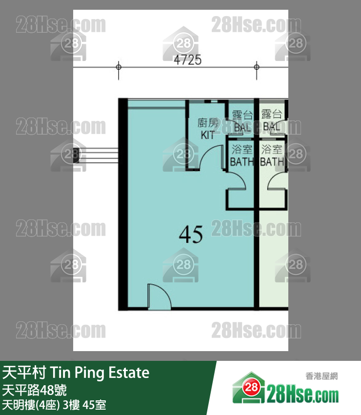 天平村 天明樓(4座)3樓 45室 平面圖