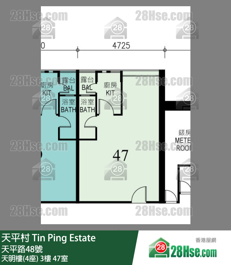 天平村 天明樓(4座)3樓 47室 平面圖