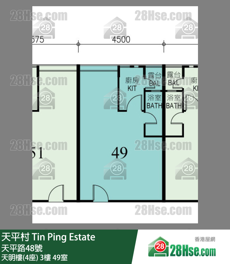 天平村 天明樓(4座)3樓 49室 平面圖