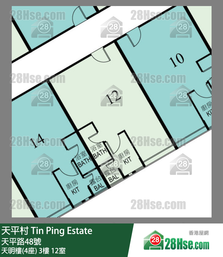 天平村 天明樓(4座) 3樓 12室 平面圖
