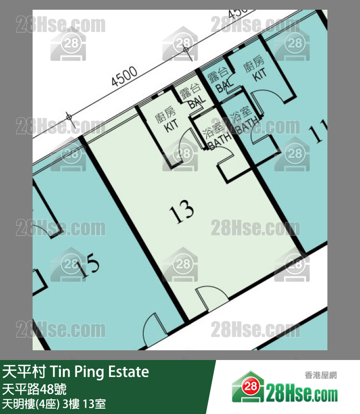 天平村 天明樓(4座)3樓 13室 平面圖