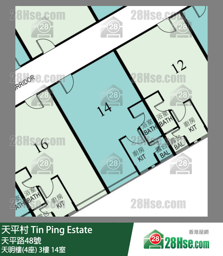 天平村 天明樓(4座)3樓 14室 平面圖