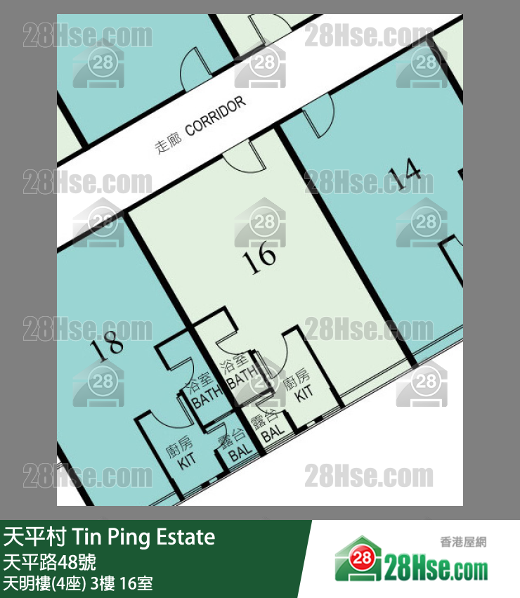 天平村 天明樓(4座)3樓 16室 平面圖