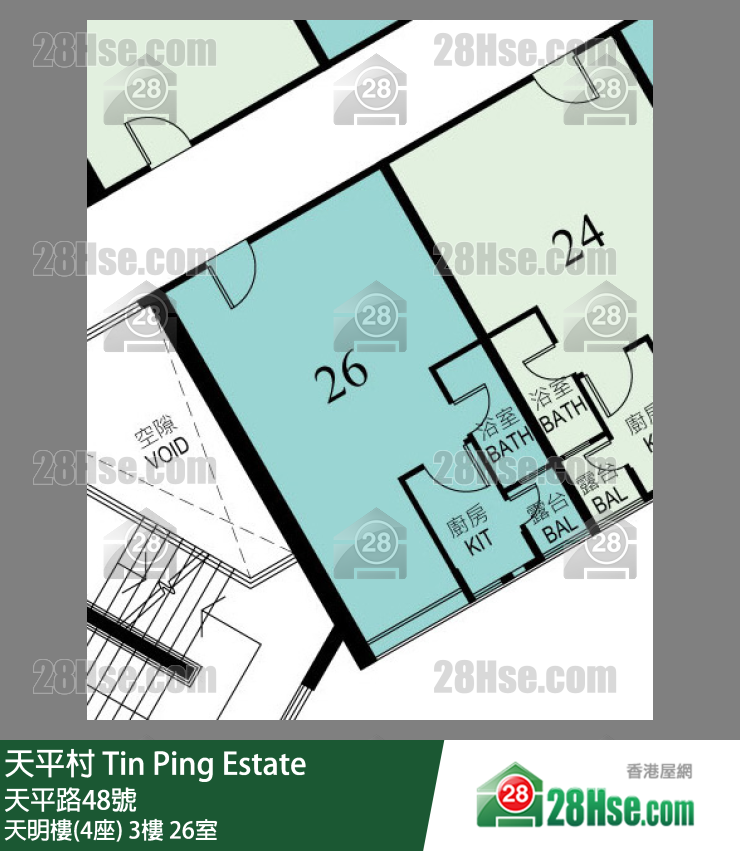天平村 天明樓(4座) 3樓 26室 平面圖