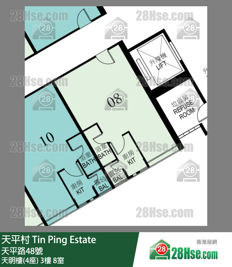 天平村 天明樓(4座)3樓 8室 平面圖