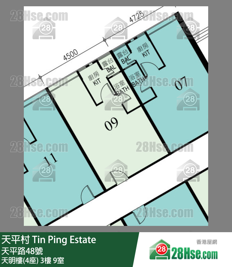 天平村 天明樓(4座)3樓 9室 平面圖