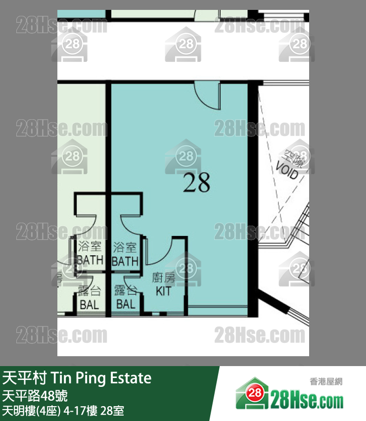 天平村 天明樓(4座) 16樓 28室 平面圖
