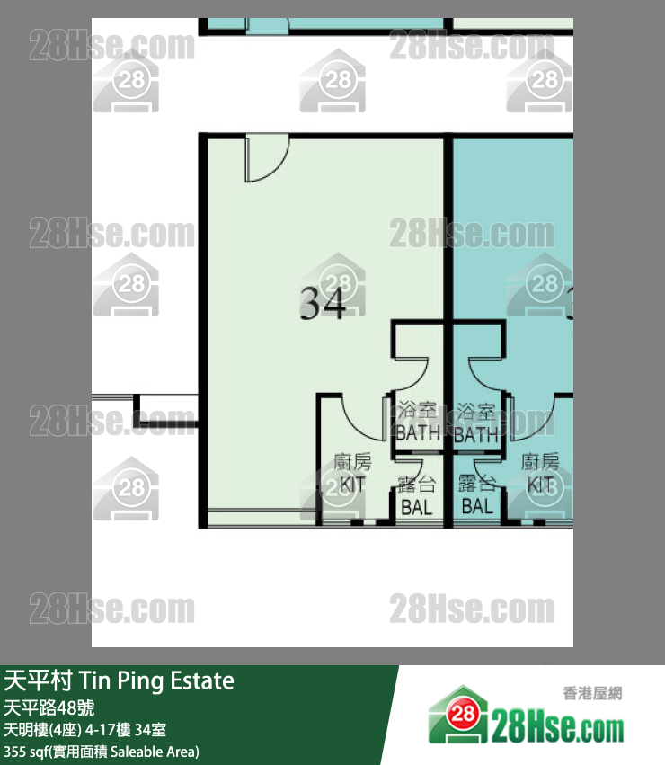 天平村 天明樓(4座)10樓 34室 平面圖