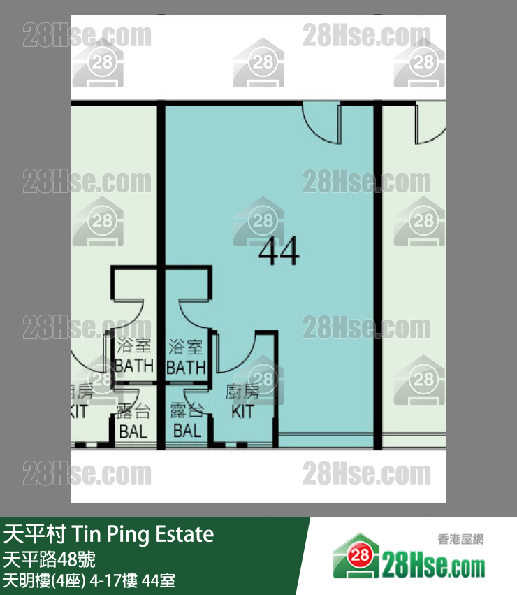 天平村 天明樓(4座)16樓 44室 平面圖