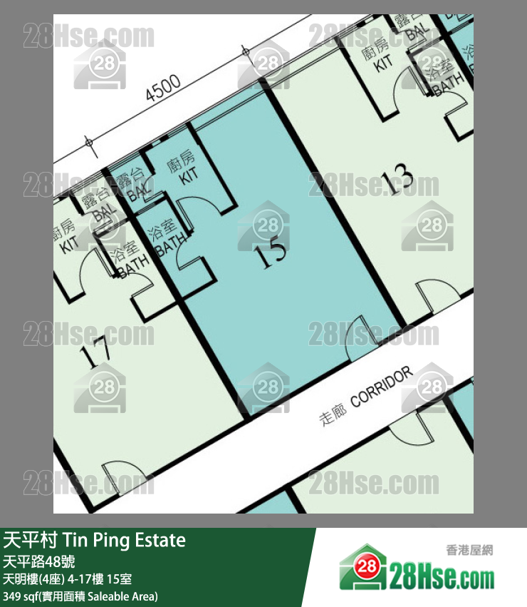 天平村 天明樓(4座) 13樓 15室 平面圖