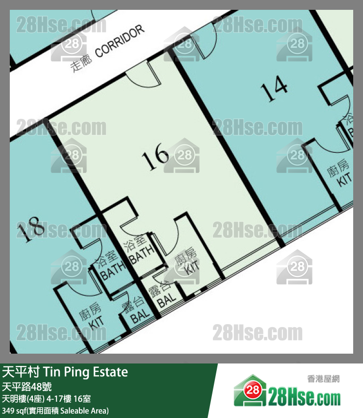 天平村 天明樓(4座) 15樓 16室 平面圖
