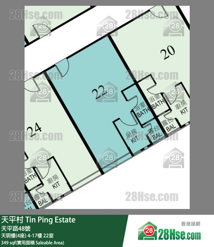 天平村 天明樓(4座) 9樓 22室 平面圖