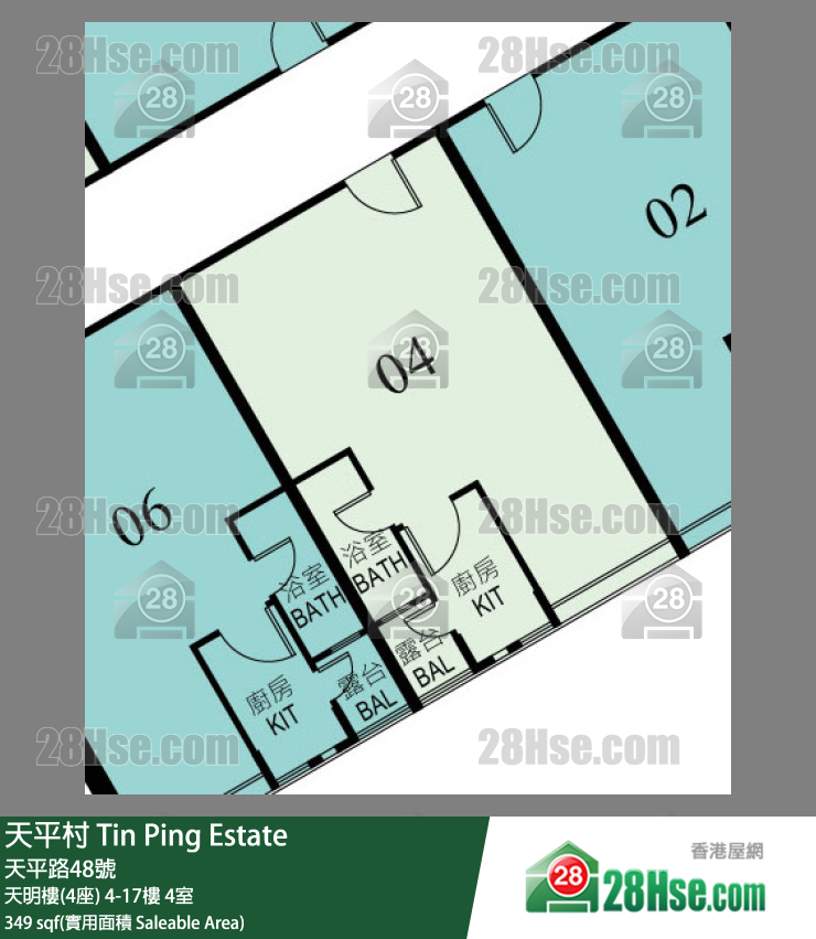 天平村 天明樓(4座)11樓 4室 平面圖