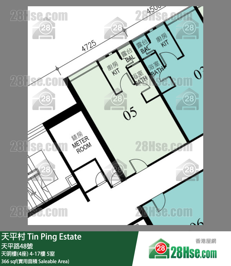 天平村 天明樓(4座) 15樓 5室 平面圖