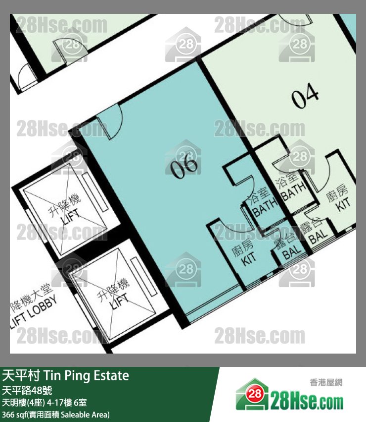 天平村 天明樓(4座)15樓 6室 平面圖