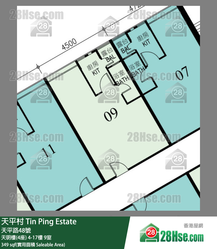 天平村 天明樓(4座) 13樓 9室 平面圖